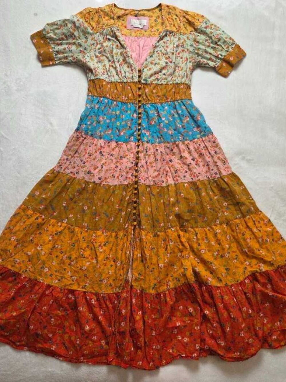 M By Anthropologie Tiered & True floral maxi prairie dress #7